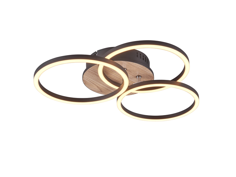 LED Deckenleuchte CIRCLE 3 Ringe Schwarz mit Fernbedienung & Tageslicht Ø 43cm