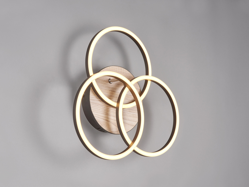 LED Deckenleuchte CIRCLE 3 Ringe Schwarz mit Fernbedienung & Tageslicht Ø 43cm