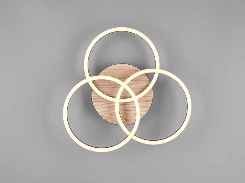 LED Deckenleuchte CIRCLE 3 Ringe Schwarz mit Fernbedienung & Tageslicht Ø 43cm