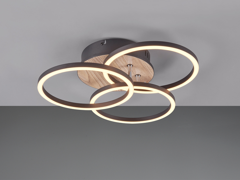 LED Deckenleuchte CIRCLE 3 Ringe Schwarz mit Fernbedienung & Tageslicht Ø 43cm