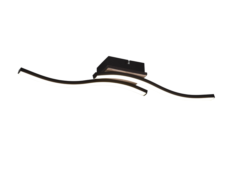 LED Deckenleuchte ROUTE flach Schwarz 2 flammig Warmweiß, Breite 56cm