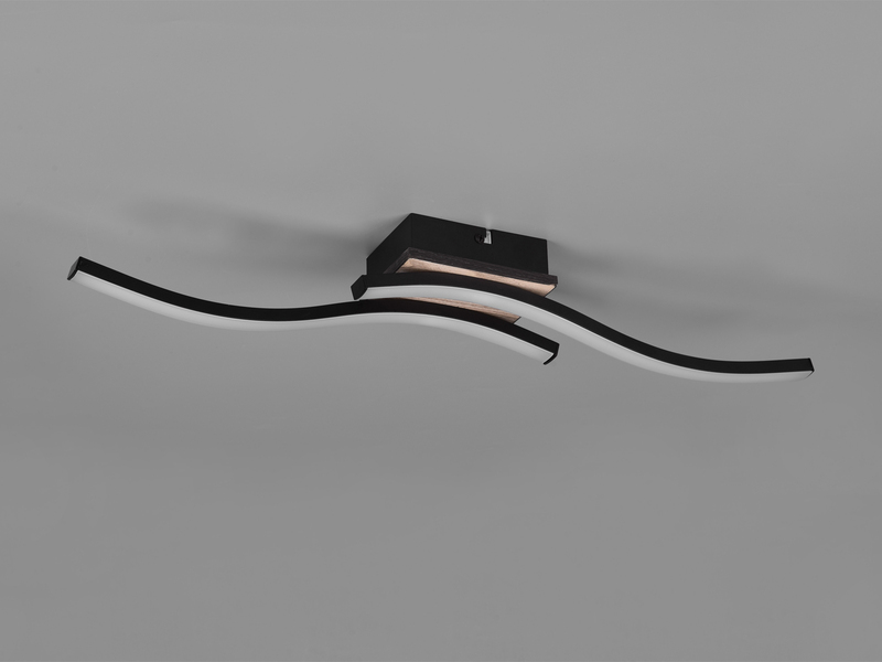 LED Deckenleuchte ROUTE flach Schwarz 2 flammig Warmweiß, Breite 56cm
