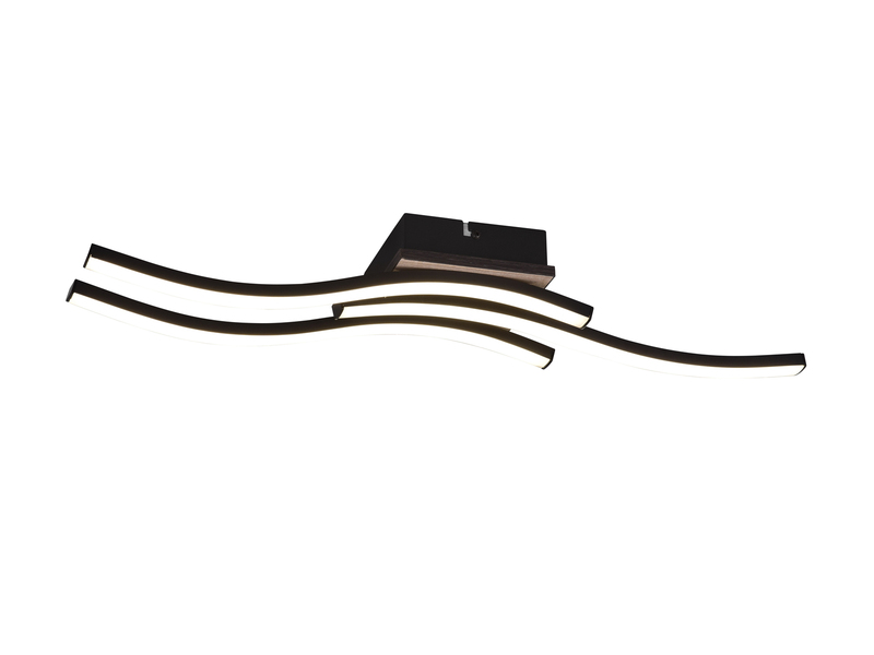 LED Deckenleuchte ROUTE flach Schwarz 3 flammig Warmweiß, Breite 56cm