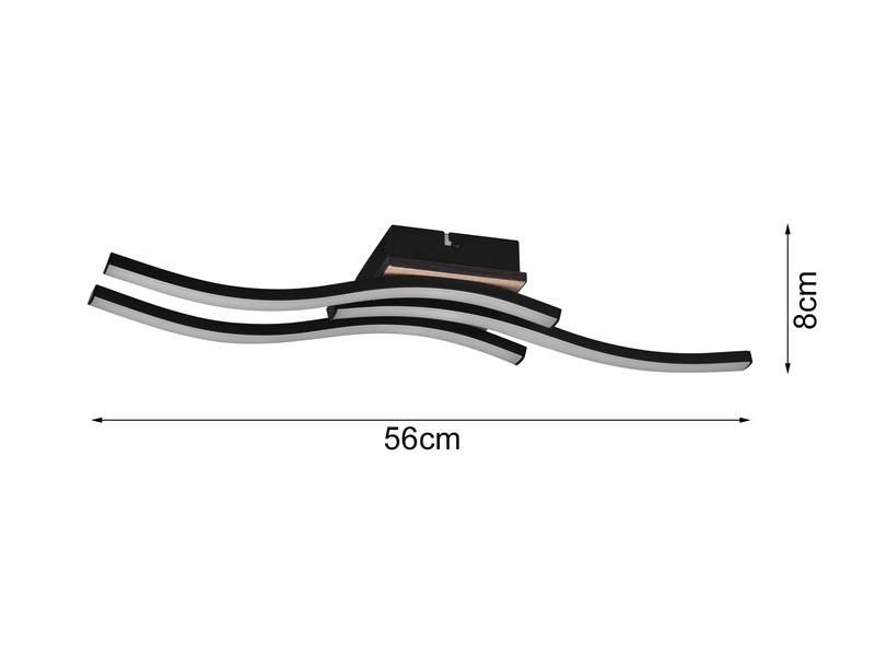 LED Deckenleuchte ROUTE flach Schwarz 3 flammig 56cm Warmweiß