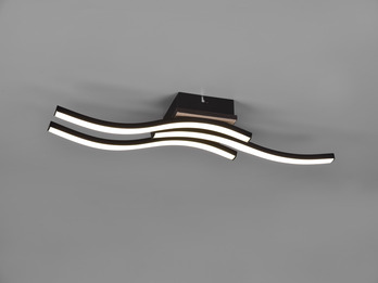 LED Deckenleuchte ROUTE flach Schwarz 3 flammig 56cm Warmweiß