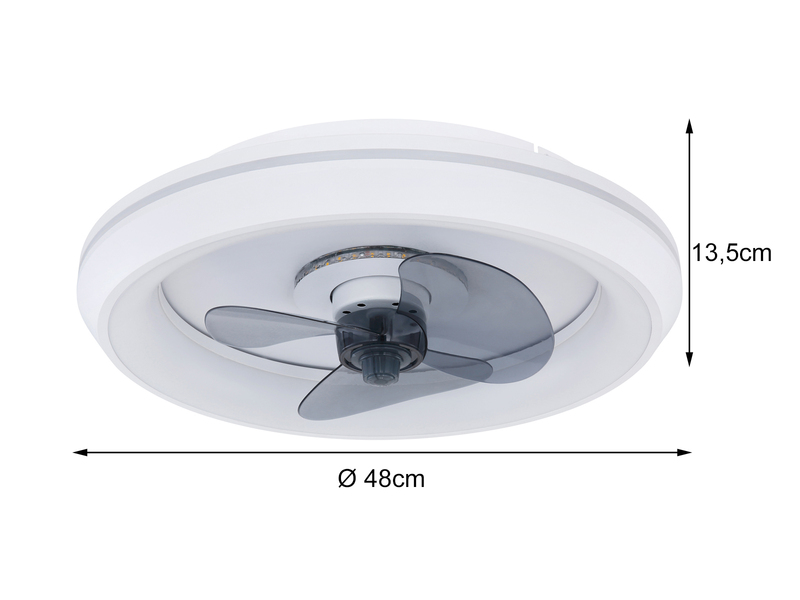 Deckenleuchte JOEY mit Ventilator & Fernbedienung Lichtfarbe einstellbar, Ø 48cm