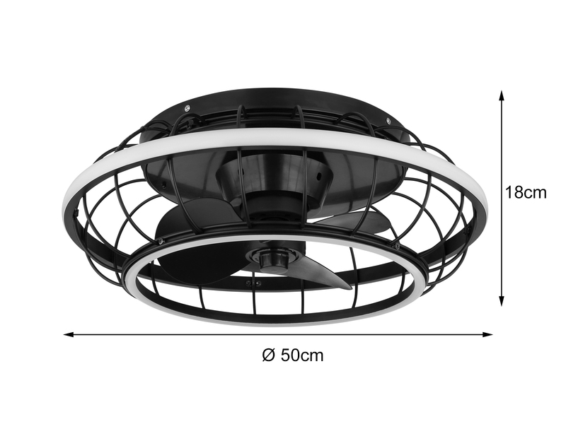 LED Deckenleuchte LEONHARD mit Ventilator & Fernbedienung, dimmbar, Ø 50cm
