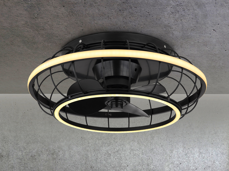 LED Deckenleuchte LEONHARD Ø50cm mit Ventilator & Fernbedienung, dimmbar