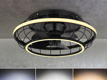 LED Deckenleuchte LEONHARD Ø50cm mit Ventilator & Fernbedienung, dimmbar