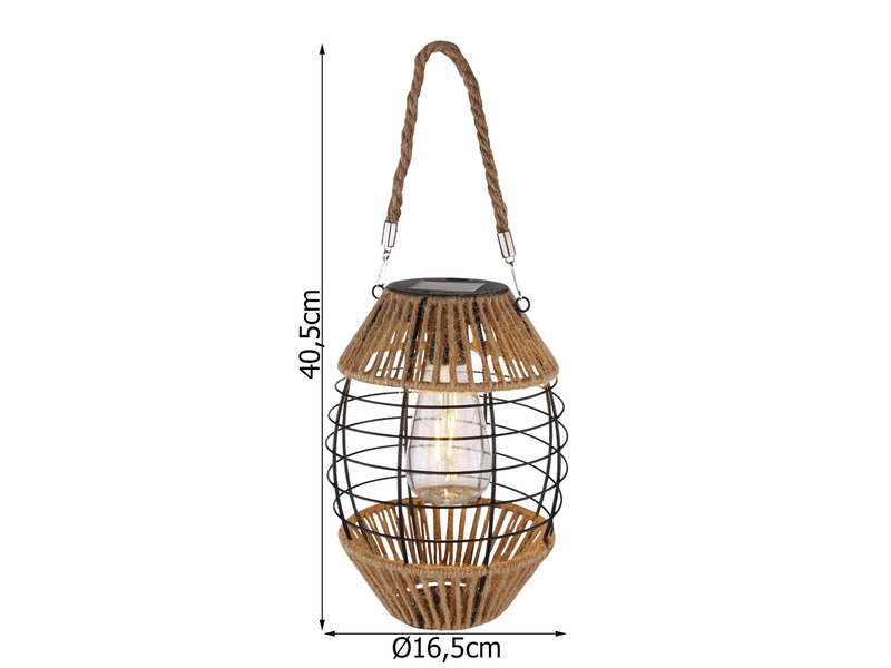 Solarlaternen 2er SET Gitterlampen mit Seil hängend oder stehend, Höhe 40,5cm