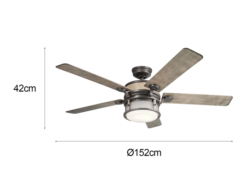Deckenventilator AHRENDALE mit Licht, Outdoor geeignet IP44, Ø 152cm