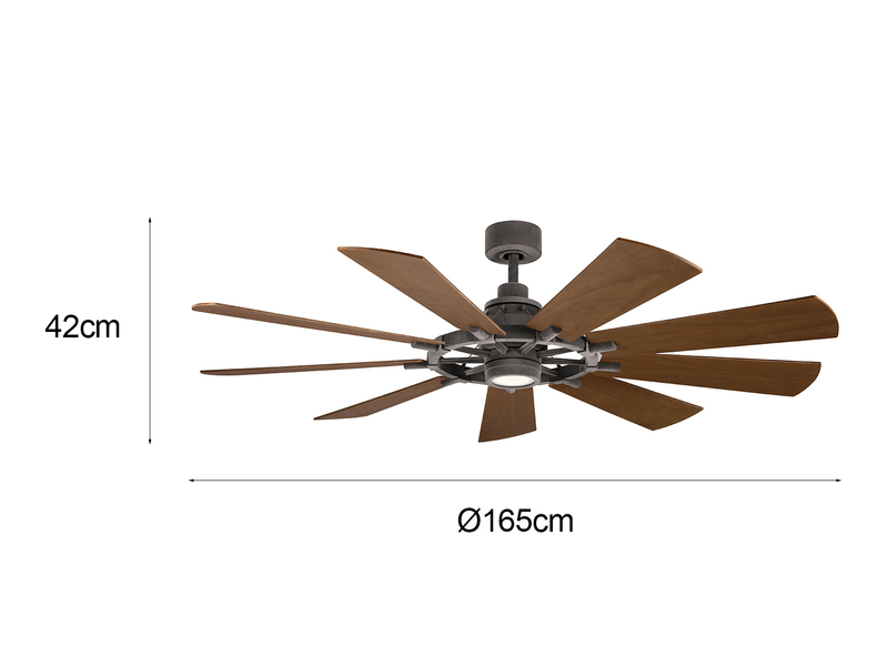 Deckenventilator GENTRY Ø 165cm mit Licht & wendbaren Flügeln in 2 Dekoren