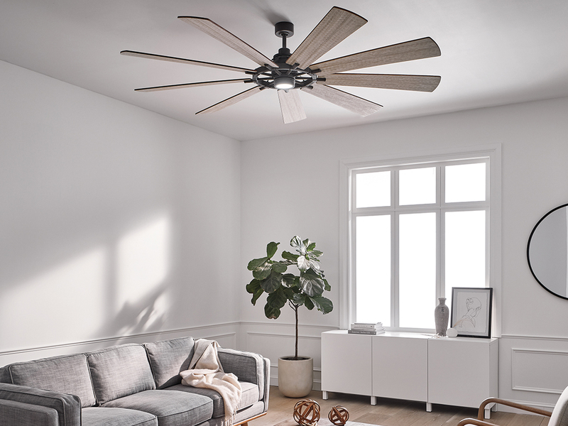 XXL Deckenventilator GENTRY Ø 216cm mit Licht & wendbaren Flügeln in 2 Dekoren