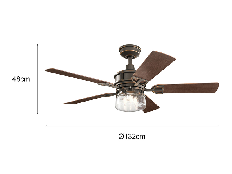 Deckenventilator LYNDON mit Licht & Fernbedienung, Feuchtraumgeeignet, Ø 132cm