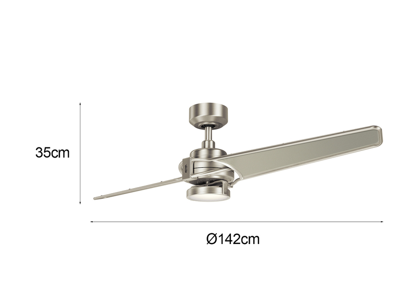 Deckenventilator XETY Ø 142cm mit Licht und Fernbedienung, Silber