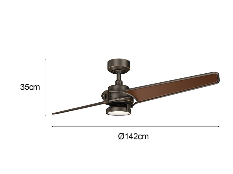 Deckenventilator XETY Ø 142cm mit Licht und Fernbedienung, Bronzefarbig