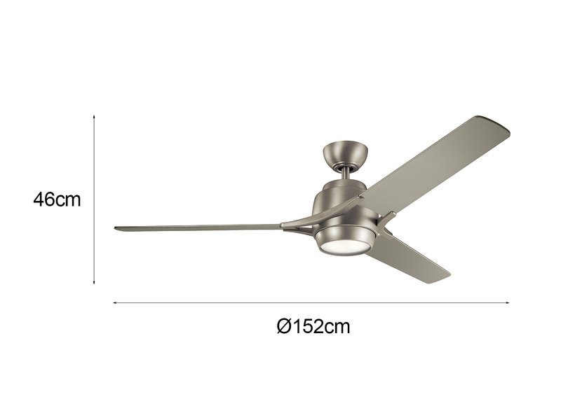 Deckenventilator ZEUS Ø 152cm mit Licht und Fernbedienung, Silber