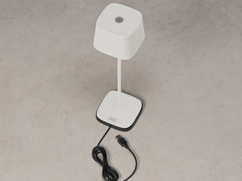 Wiederaufladbare LED Outdoor Akku Tischleuchte CAPRI dimmbar in Weiß, Höhe 36cm