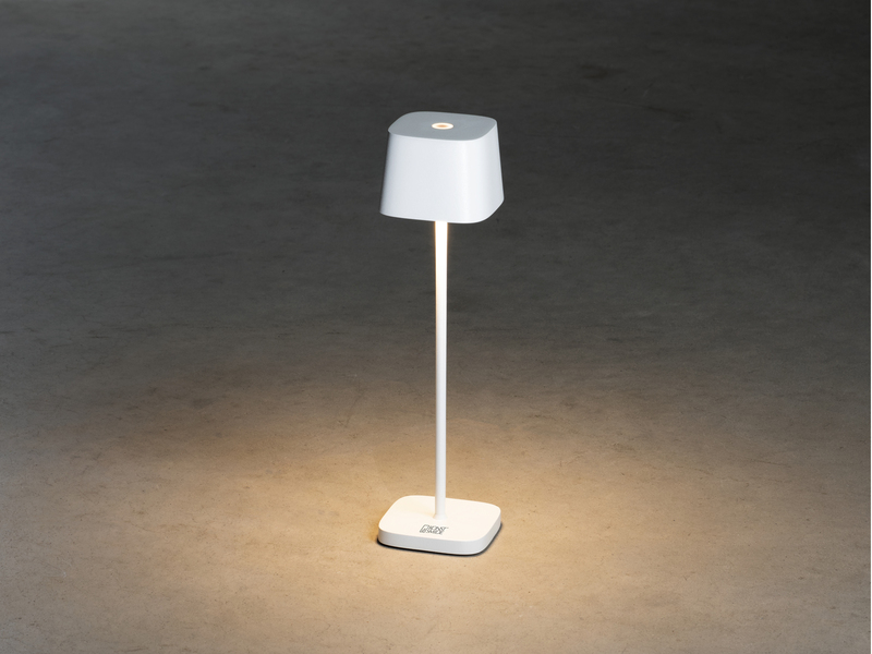 Wiederaufladbare LED Outdoor Tischleuchte CAPRI dimmbar in Weiß, Höhe 25cm