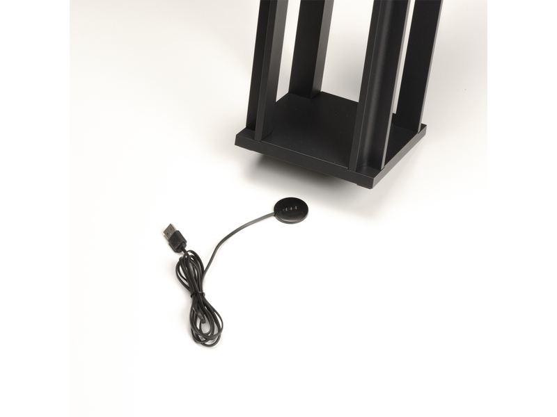 LED Outdoor Laterne CANNES USB aufladbar für Boden & Tisch, Schwarz Höhe 42cm