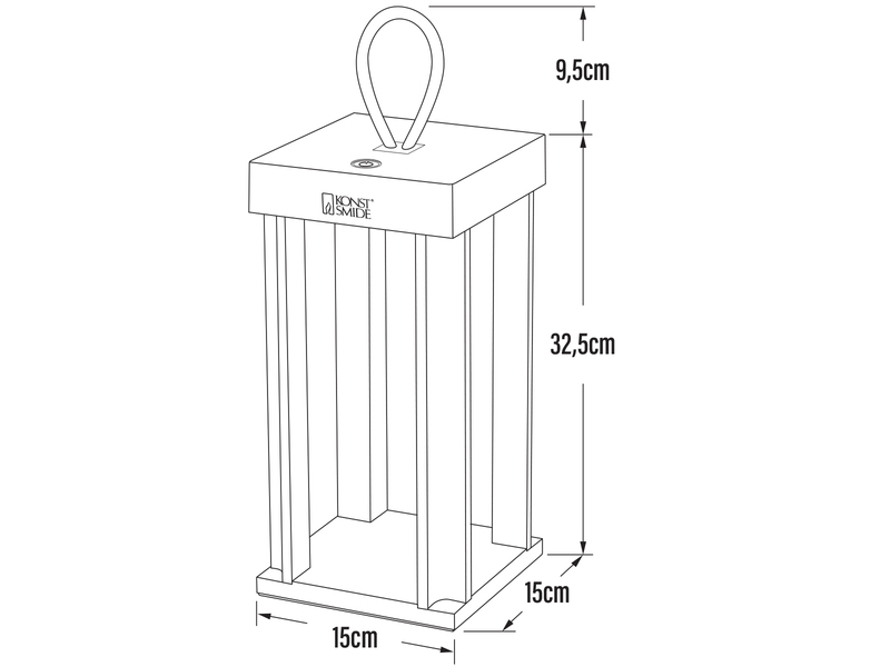 LED Akku Outdoor Laterne CANNES per USB aufladbar, Rostoptik Höhe 42cm
