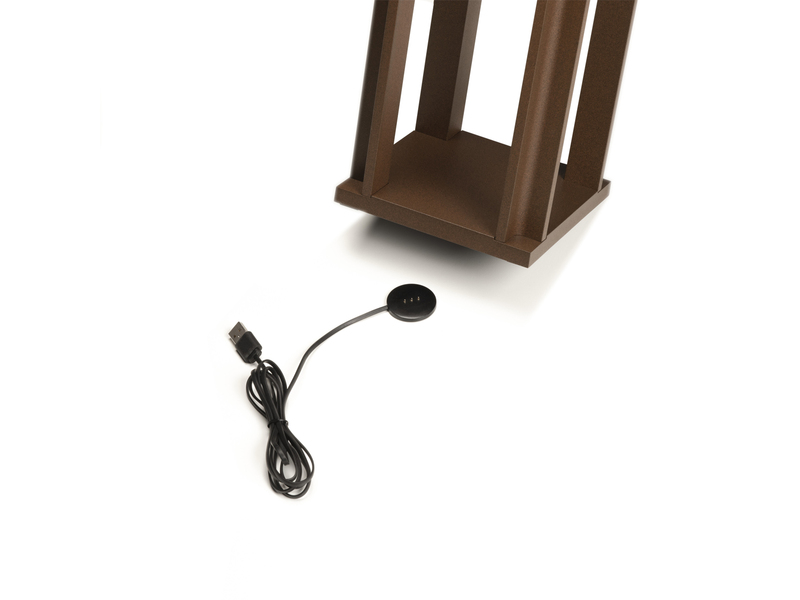 LED Outdoor Laterne CANNES USB aufladbar für Boden & Tisch, Rostoptik Höhe 42cm