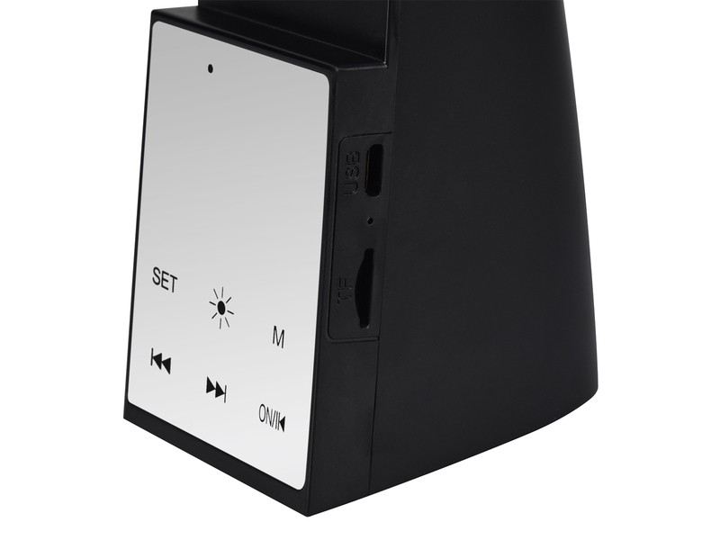 Akku Tischleuchte LINUS Info Panel und TOUCH Display USB aufladbar Schwarz