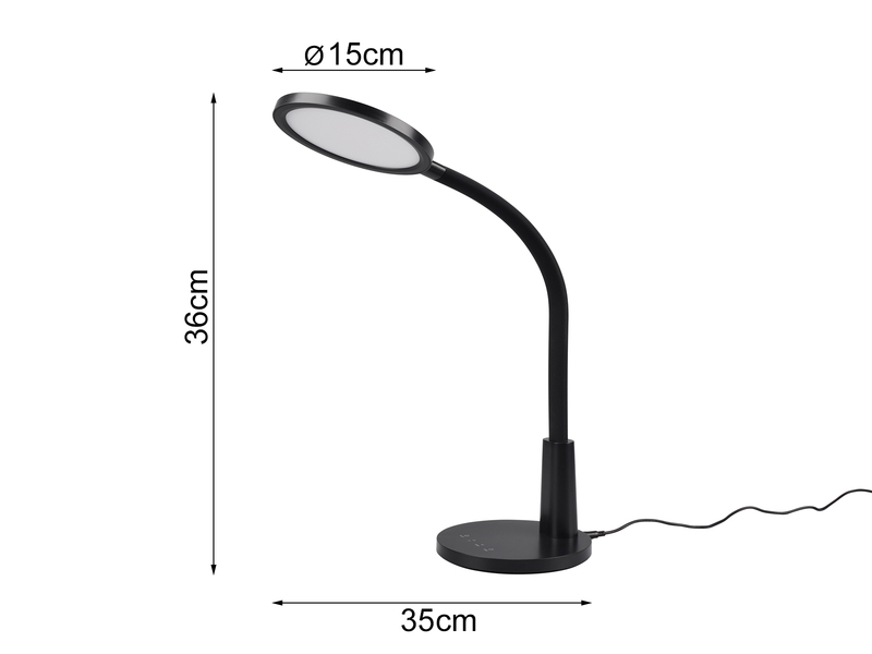 LED Schreibtischleuchte SALLY Flexibel dimmbar Schwarz, Höhe 36cm