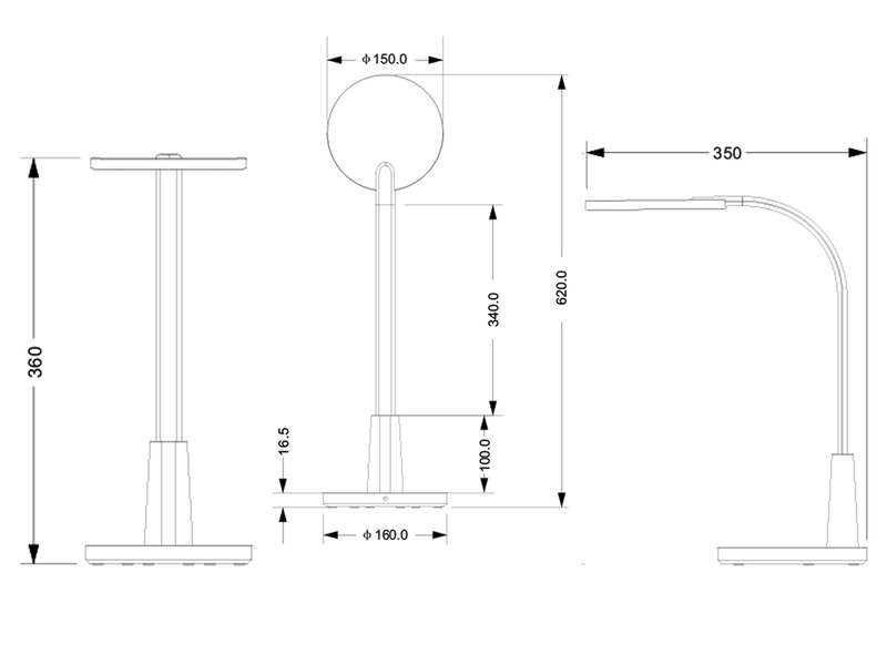 LED Schreibtischleuchte SALLY Flexibel TOUCH Dimmer Schwarz 36cm