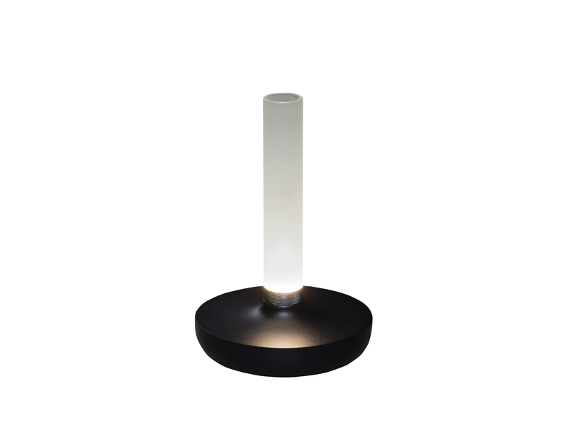 LED Außentischleuchte und Blumenvase BIARRITZ mit Akkubetrieb, Schwarz Höhe 20cm