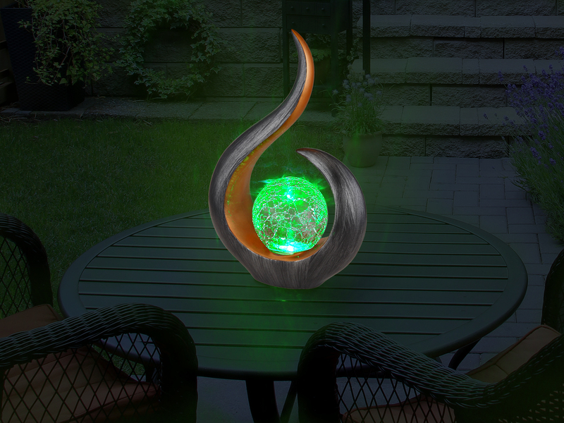 2er Set Solarleuchten mit Crackleglas & Farbwechsel, Schwarz Gold, Höhe 33,5cm