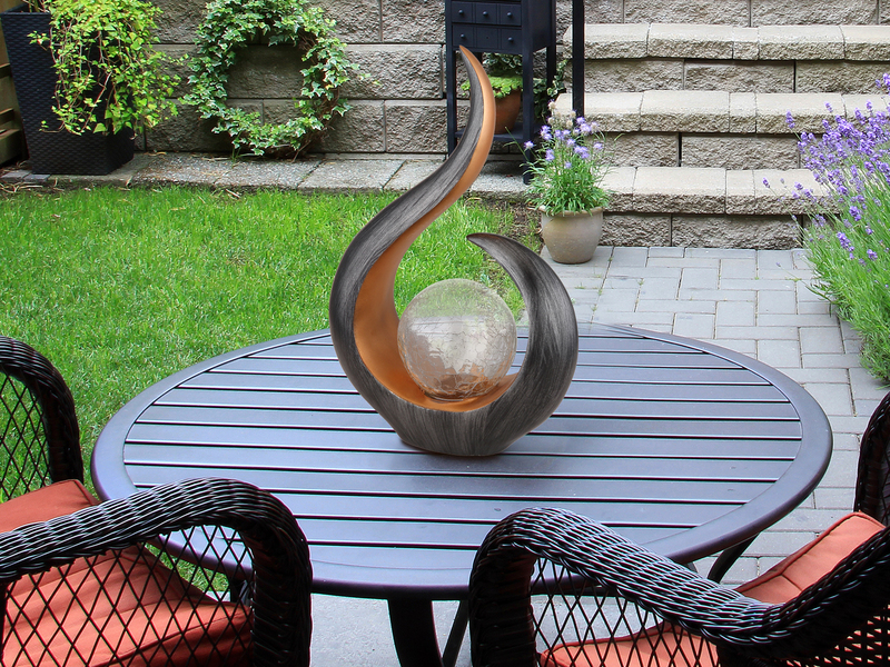 2er Set Solarleuchten mit Crackleglas & Farbwechsel, Schwarz Gold, Höhe 33,5cm