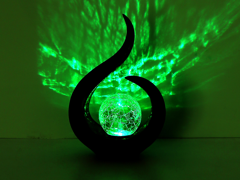 2er Set Solarleuchten mit Crackleglas & Farbwechsel, Schwarz Gold, Höhe 33,5cm