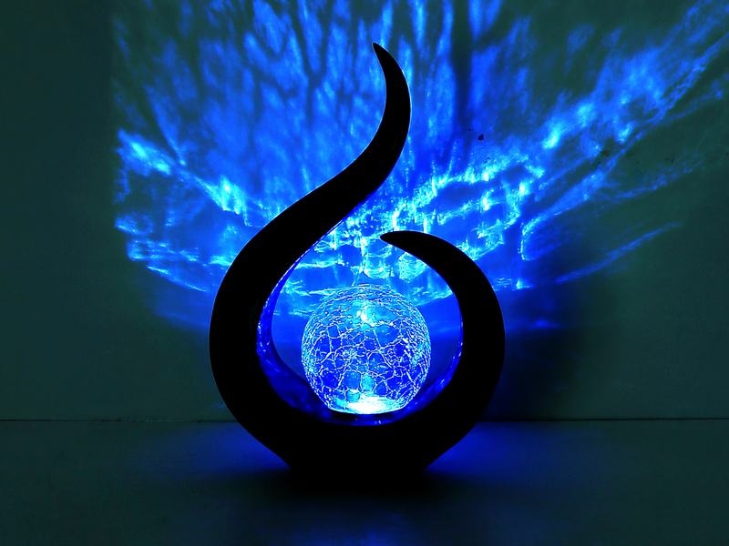 2er Set Solarleuchten mit Crackleglas & Farbwechsel, Schwarz Gold, Höhe 33,5cm