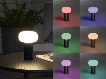 LED Akku Outdoor Tischleuchte ANTIBES mit RGB Farbwechsel, Schwarz Höhe 19cm