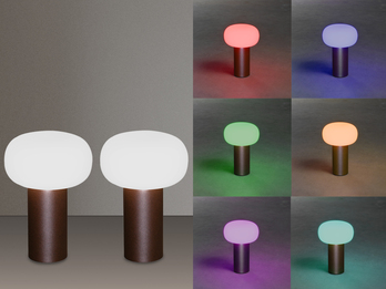 2er Set LED Akku Outdoor Tischleuchten mit RGB Farbwechsel, Rost Höhe 19cm