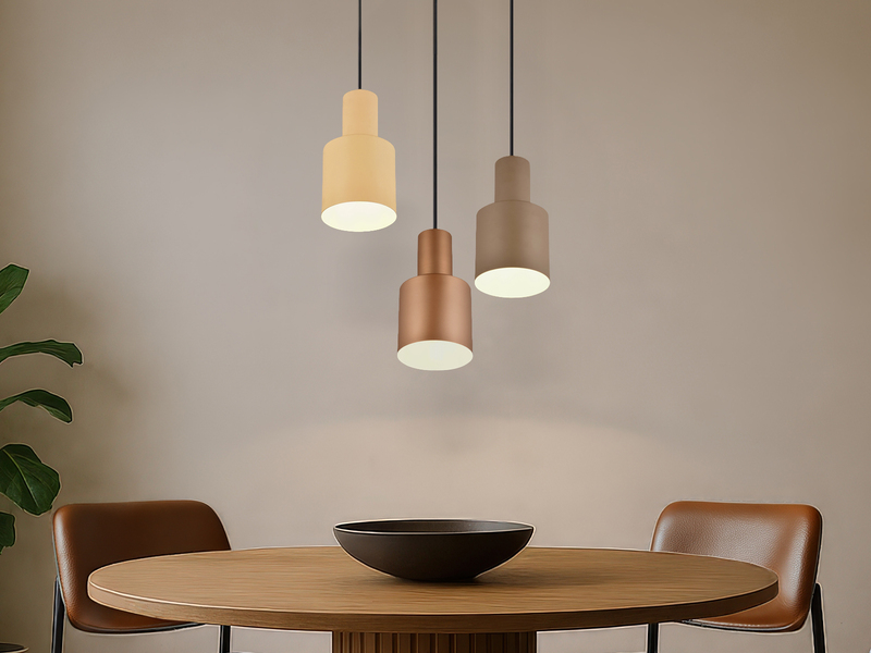 Cluster Pendelleuchte AGUDO 3-flammig Metall Coffee Töne, Ø 37cm