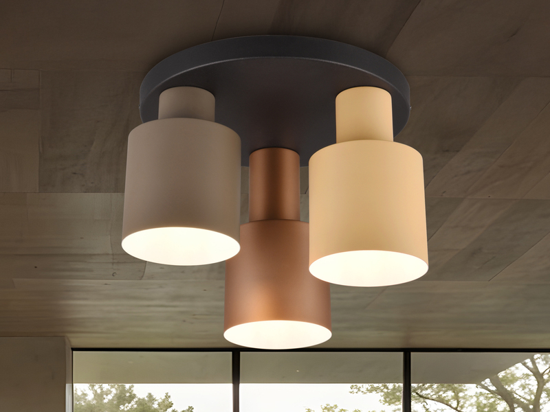 Deckenleuchte AGUDO 3-flammig Metall Lampenschirme Coffee Töne, Ø 37cm