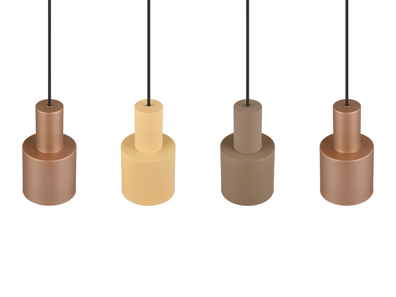 Pendelleuchte 4-flammig Metall in Coffee Tönen mit E27 LED, Breite 87cm