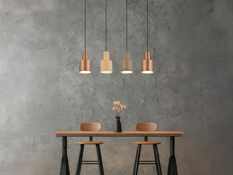 Pendelleuchte 4-flammig Metall in Coffee Tönen mit E27 LED, Breite 87cm
