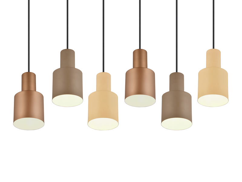LED Pendelleuchte 6-flammig Metall Coffee Tönen mit E27 LED, Breite 85cm