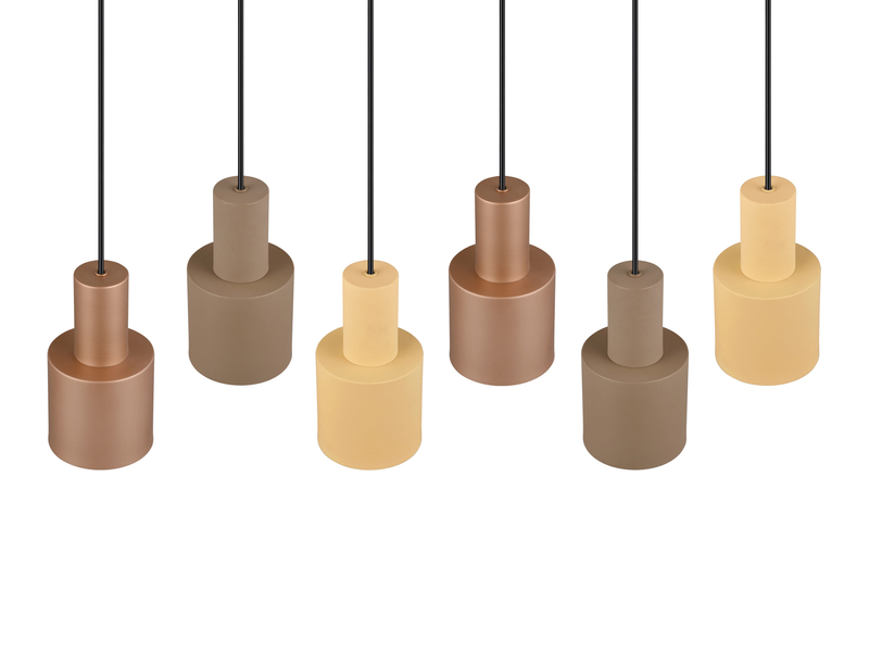 LED Pendelleuchte 6-flammig Metall Coffee Tönen mit E27 LED, Breite 85cm