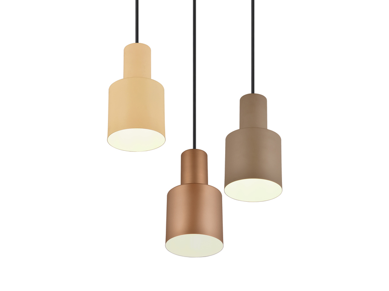 Cluster Pendelleuchte 3-flammig Metall in Coffee Tönen mit E27 LED, Ø 37cm