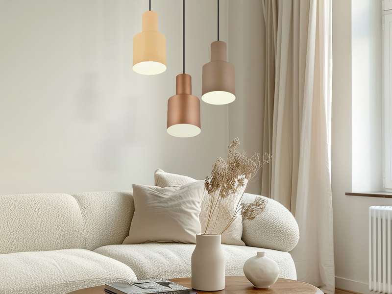 Cluster Pendelleuchte 3-flammig Metall in Coffee Tönen mit E27 LED, Ø 37cm