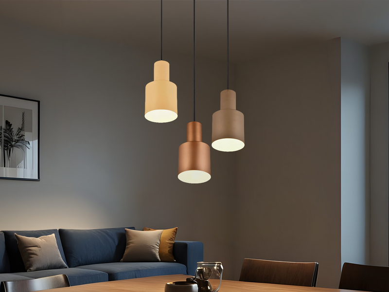 Cluster Pendelleuchte 3-flammig Metall in Coffee Tönen mit E27 LED, Ø 37cm