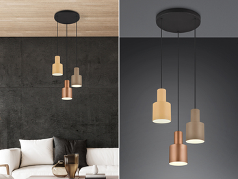 Cluster LED Pendelleuchte 3-flammig Metall Coffee Töne, Ø 37cm
