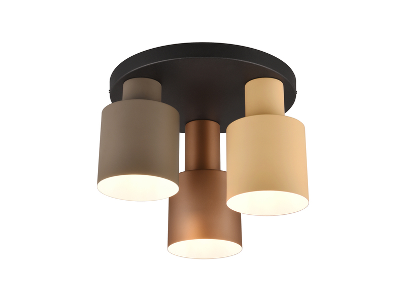 Deckenleuchte 3-flammig Metall Lampenschirme Coffee Töne & E27 LED, Ø 37cm
