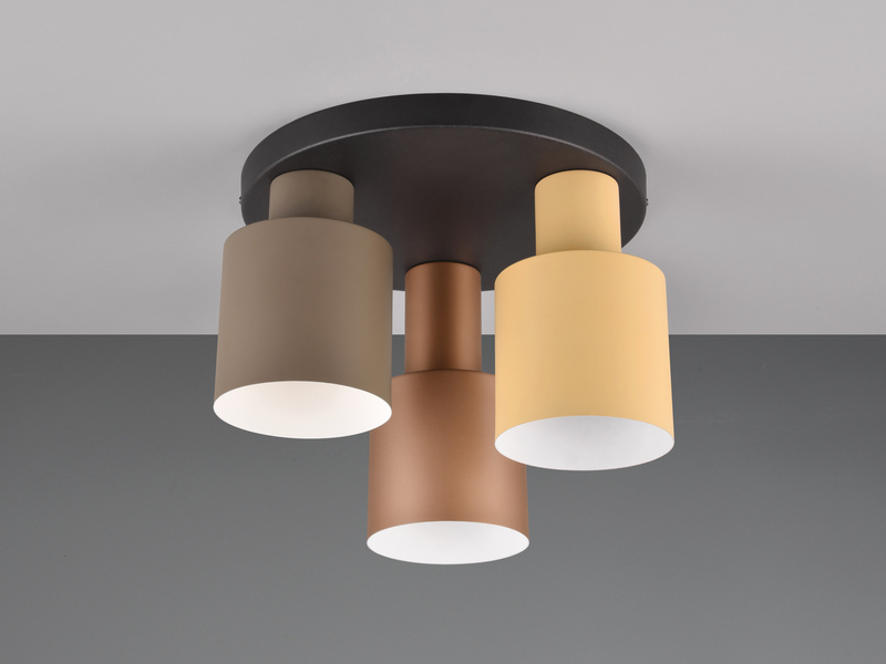 Deckenleuchte 3-flammig Metall Lampenschirme Coffee Töne & E27 LED, Ø 37cm