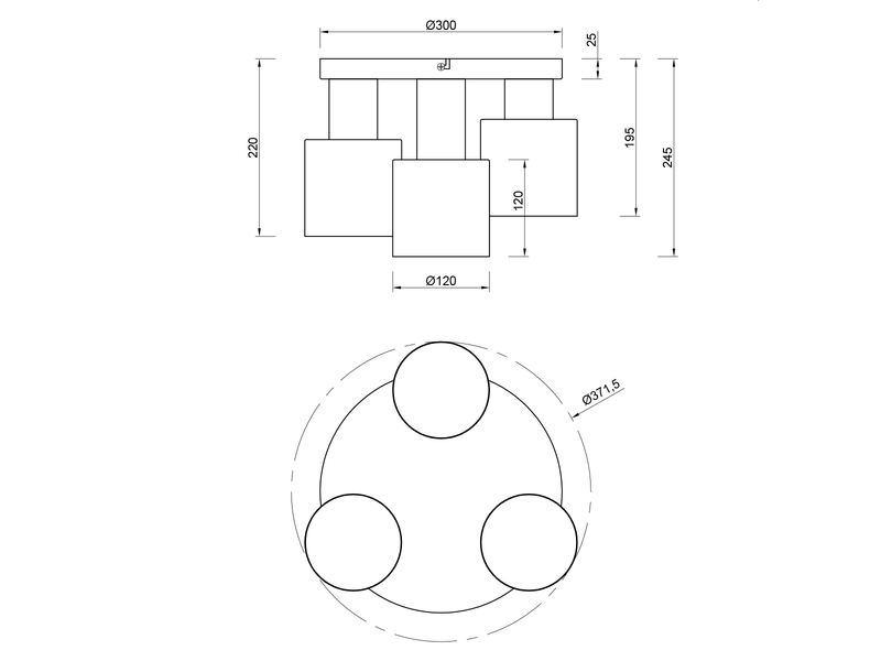 LED Deckenleuchte mit 3 Metall Lampenschirmen Multicolor Ø 37cm