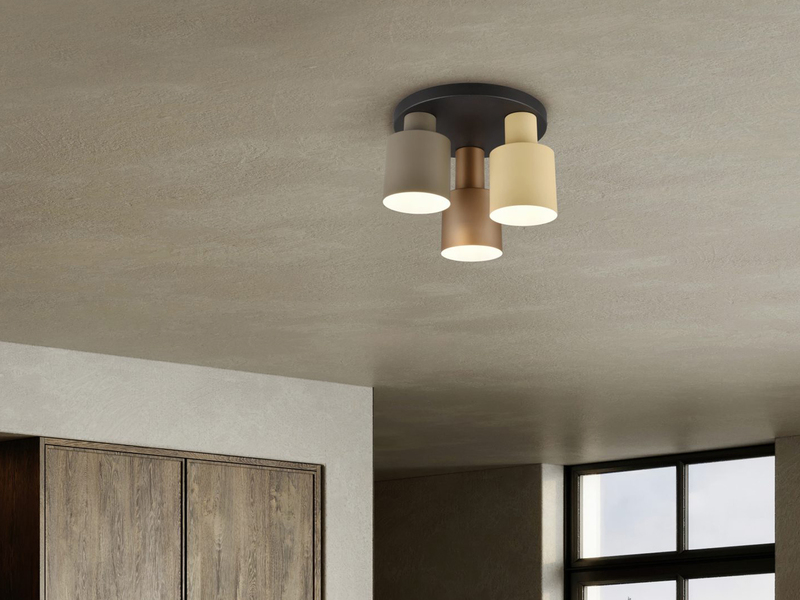 Deckenleuchte 3-flammig Metall Lampenschirme Coffee Töne & E27 LED, Ø 37cm